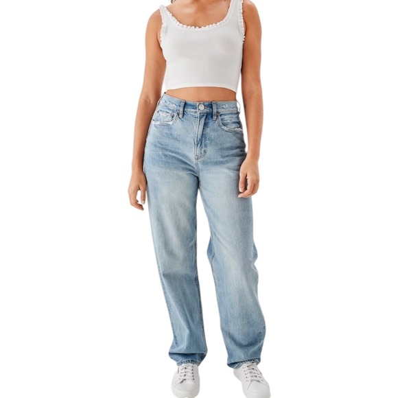 American Eagle Outfitters Denim - American Eagle Womens Highest Waist Baggy Straight Jean Sz 10  Light Wash Denim